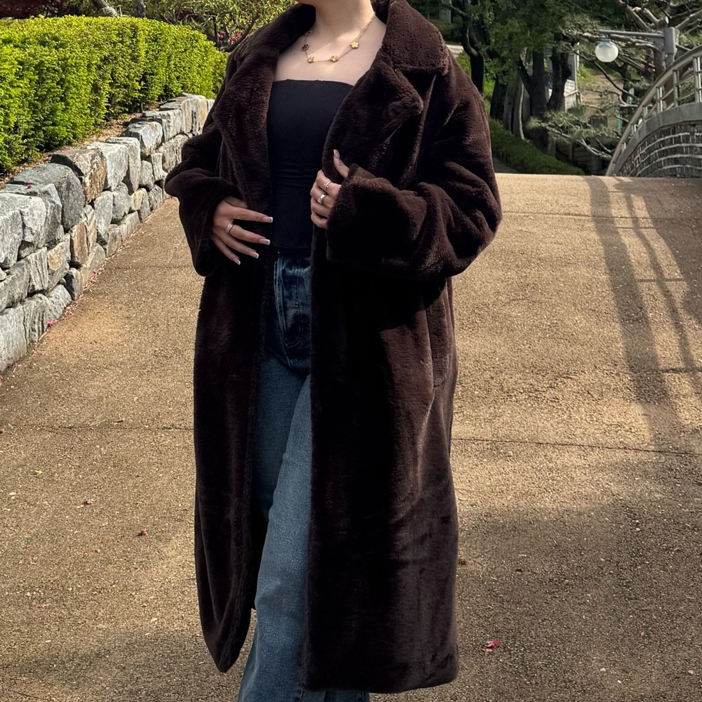 Elegant Dark Brown Long Coat